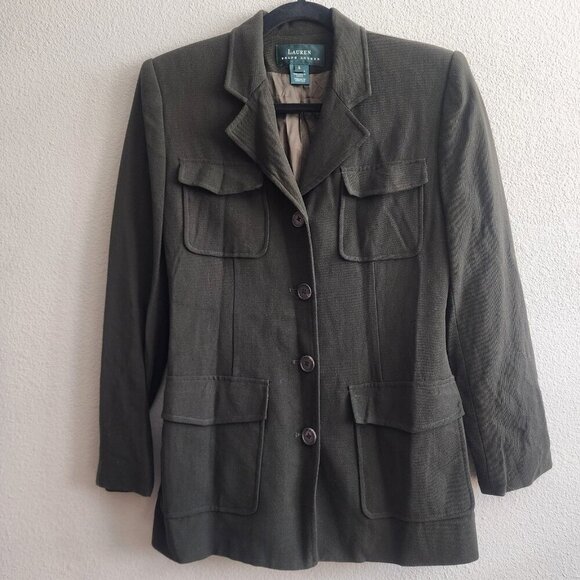 Lauren Ralph Lauren Jackets & Blazers - Lauren Ralph Lauren Blazer Womens 4 Olive Green Wool Military Utility Jacket USA